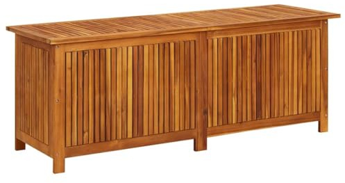 vidaXL Bois d'Acacia Solide Boîte de Rangement de Jardin Banc de Stockage Boîte d'Oreillers Coussins Couverture Extérieur 150x50x58 cm
