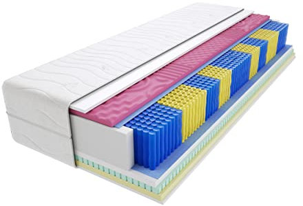 Godre Matratze 70x200 cm Doppelmatratze, H3 Mittelfest Federkernmatratze, Taschenfederkernmatratze 22 cm Hoch Latex Visco Memory Profilierter Moletschaum Hypoallergene Aria Molet Multitaschen