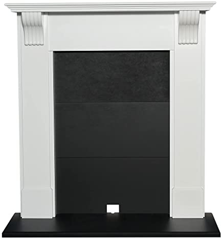 Adam Harrogate Stove Fireplace in Pure White & Black, 39 Inch