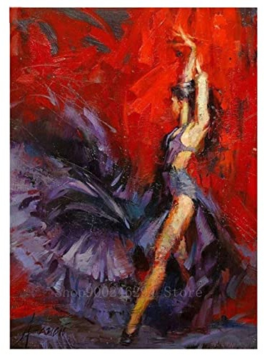 5D Diamond Painting, Flamenco-Tänzerin 40x50cm DIY 5D Diamant Painting Bilder Kinder Erwachsene groß, Diamond Painting Set Diamant Malerei Kits Mosaikherstellung für Home Wand Décor Geschenk