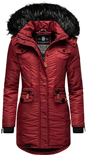 Navahoo Damen Warmer Winter Kurzmantel Schätzchen Plum Red Gr. XS