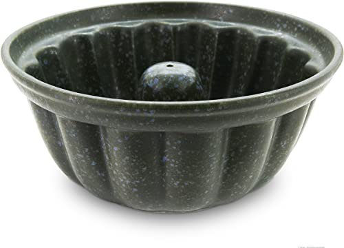 Bunzlauer keramik Original 2 Liter Kuchen Rührkuchen Gugelhupf Backform Ø27 cm H12 cm im Dekor ZIELON (grün-granit)