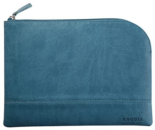 Rhodia 116634C - Rhodiarama pochette zippé en simili cuir italien - taille M (16x22 cm) PAON