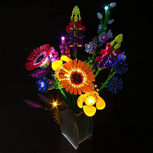 Led Licht Set für Lego Wildblumenstrauß-Set 10313 (Kein Modell), Led Beleuchtungs Set für Lego Icons Wildflower Bouquet 10313 Artificial Flowers Valentines Day Gift for Adults Unique Home Décor