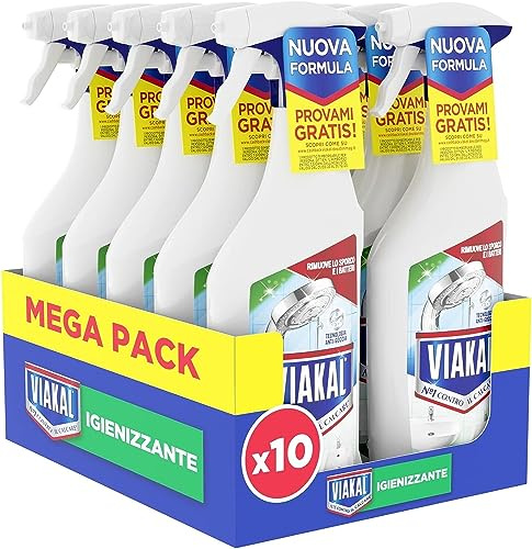 Viakal Sanitiserande spray för att ta bort upp till 100% kalksten med anti-droppteknologi tar bort smuts och bakterier