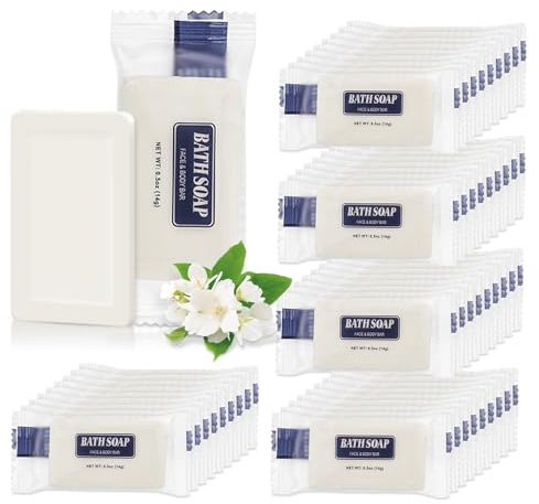 120 pacchetti di mini barre di sapone alla rinfusa confezionate singolarmente, sapone da viaggio da 0,5 oz Piccoli saponi d'albergo Dimensione da viaggio Articoli da toeletta (120, Rettangolo)