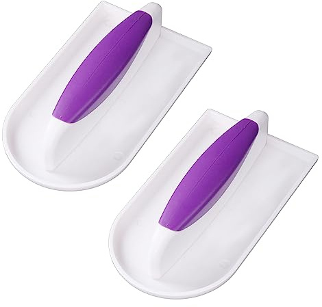 2 Pieces Plastic Cake Smoother Tool Scraper with Handle Cake Icing Trowel Fondant Icing Smoother Polisher Cake Icing Smoother Cake Surface Smoother for Cakes Decorating, Purple Handle
