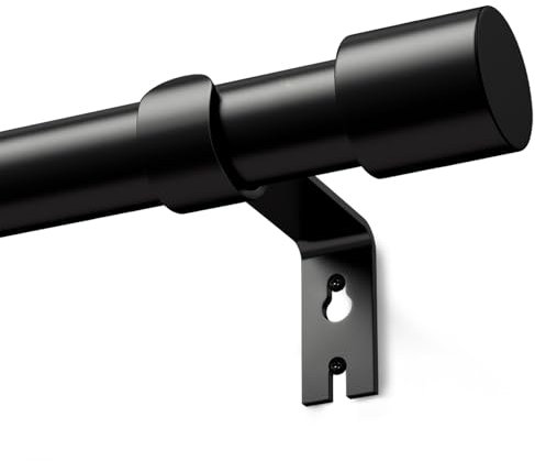 Schwarz Gardinenstange 76-305 cm, 25mm Vorhangstange Ausziehbar Curtain Rod Gardinenstangen für Fenster Outdoor (Schwarz Matt, 76 to 305 cm)