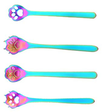 BESTonZON 4 Piezas cuchara de postre elegante mini helado manejar cuchara sopera té café pata cuchara de vajilla cuchara para pequeña cucharilla aperitivo pastel cuchara de azúcar