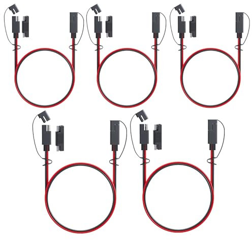 MADCATZ SAE Plug 3 Ft -18 AWG SAE to SAE Extension Cable Quick Disconnect Connector Wire Harness for Automotive Solar Panel EV Charging Adapter Battery Cars (5 pcs with 5 Adapter 10 Cover)