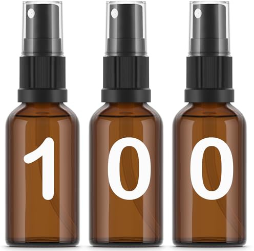 Essenciales Bote Spray Pulverizador de Cristal Ambar - 100 Botellas, Atomizador Recargable - 30ml
