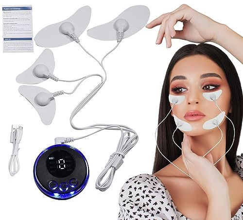 Masseur facial raffermissant,Avec Patch Pads Stimulateur Électrique Visage 8 Modes - 19 niveaux de stimulateur électrique de visage de microcourant d'intensité pour le visage amincissant