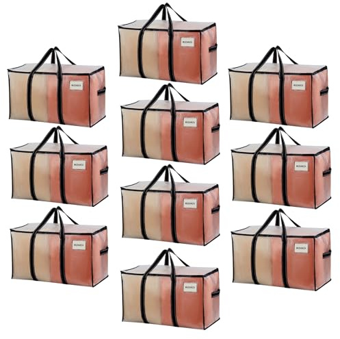 VENO 10 Pack Heavy Duty Moving Bags for Clothes,Extra Large Moving House Essentials,Underbed Storage Packing Boxes for Duvet,Waterproof Laundry Bags Organiser (Clear, 10 Pack)