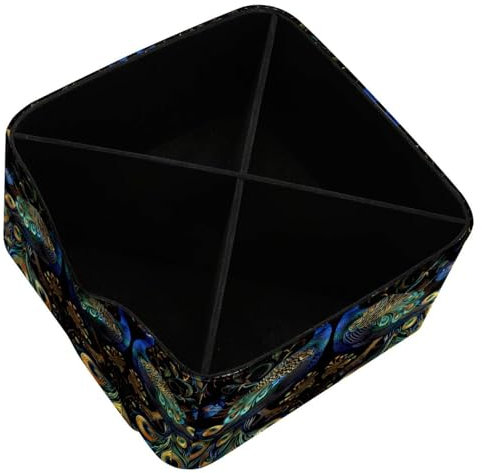 FNETJXF Stiftehalter für Schreibtisch, Fernbedienungshalter, Kunstleder-Caddy, Pfau, Vintage-Kunst, blau-grün, Retro, Schreibtisch-Aufbewahrung, Organizer