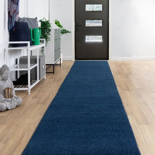 Steffensmeier Läufer Galerie Ibiza| Kurzflor Teppich| Flur| Diele| Größe: 100x300 cm| Blau