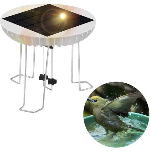 YIWENG Solvattenvisp för fågelbad 3,7 V 1 500 mAh backup litiumbatteri fågel bad akvarium vattenomrörare 5 V 2 W solpanel borstlös motor vattenvågor enhet för trädgårdsdamm dekoration