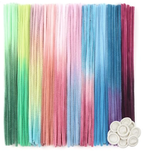 TOAOB 100 Stück Pfeifenputzer zum Basteln 10 Farbverlauf Farbe | Pfeifenreiniger Lang 30 cm und Breit 6 mm, Pipe Cleaners für Basteln und Dekorieren Kunst Handwerk