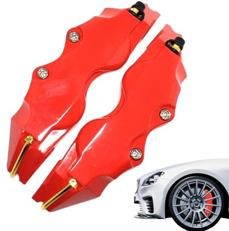 ZIENNHU Protezione per pinza freno, 2 robuste pinze freno , protezione decorativa per pinza freno, set di pinze freno per mozzo ruota, strumento di modifica auto, colore rosso e nero