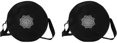 Decqerbe 2X Yoga Rad Tasche Nylon Schwarz Mandala Blumen 36X 14Cm Yoga Rad Tasche für Yoga Rad mit GroßEm Fassungs VermöGen