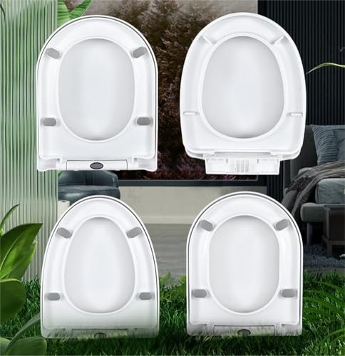 Soft Close Toilet Seat White with Quick Release,Simple Top Fixing,Standard Loo Toilet Seats Oval,D-Shaped/V-Shaped,Universal Toilet Lid (Large U-Shaped)