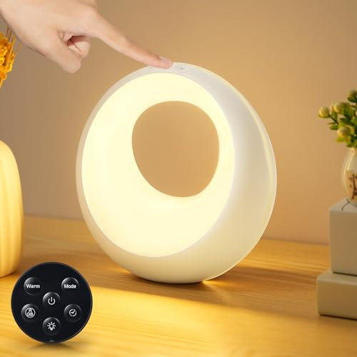 Dorifun LED Nachttischlampe Touch Dimmbar mit Fernbedienung, USB Aufladbar Nachttischlampe mit RGB Farbwechsel, Tischlampe Kabellos Nachtlicht mit Timing, Nachtlampe für Schlafzimmer Wohnzimmer