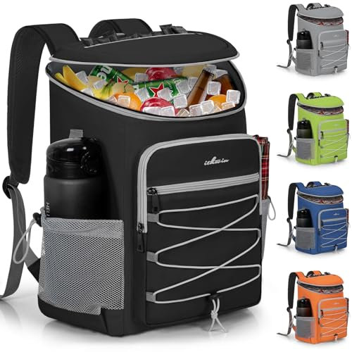 Cooler Rucksack, tragbarer isolierter auslaufsicherer Rucksack für 33 Dosen (330 ml), leichter isolierter weicher Kühlrucksack für Picknick, Grillen, Camping, Mittagessen, Strand und Wandern, für