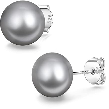 YAMI Pendientes de perlas de agua salada/dulce, pendientes de perlas de plata 925, perlas negras/grises para mujer, 8-10.5mm, pendientes de perlas de plata 925, adecuados para varias ocasiones, 8