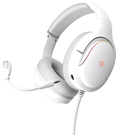 Nova Gaming – Borealis – Casque Gaming Filaire avec Micro Amovible – Jeux de lumière RGB – Accessoire Gamer léger et Confortable – Compatible Multi Plateforme (PC, PS4-5 et Switch) – Blanc