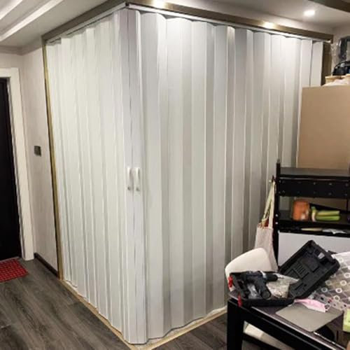 Porta Doccia A Scomparsa Porta Pieghevole Bianca Su Misura, Porta Doccia Angolare Salvaspazio/ Porte Scorrevoli Divisorie, Porta A Soffietto Per Armadio Aperto, Montaggio A Soffitto(LxWxH 80x80x195cm)