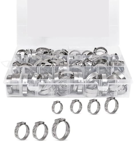 uikios Lot de 100 colliers de serrage robustes en acier inoxydable réglables pour tuyauterie et utilisation automobile