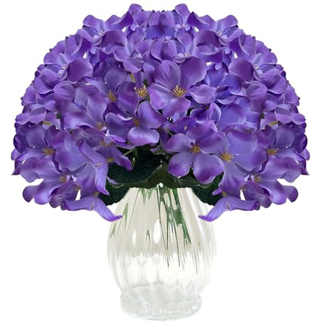 6 Bündel Künstliche Begonienblüten Lila Blumen im Freien Balkon Kunstblumen Outdoor Wetterfest Seidenblumen Wie Echt Balkonpflanzen Plastikblumen Balkonblumen Steckblumen 28 cm für Balkone, Gärten