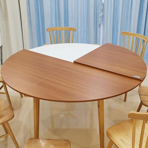 BOKNI Mesa Plegable Redonda de 119 a 200 cm de diámetro, Solo Tablero de Madera para Guardar en casa, Mesa de Comedor para Cocina y Patio con herrajes de Metal (160 cm [63 Pulgadas])