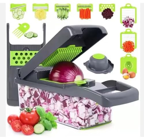 AHA Lifestyles16-in-1 Vegetable Chopper Slicer, Veggie Chopper, Food Chopper, Vegetable Cutter & Spiralizer - Kitchen Gadget Makes Slicing and Prepping Quick and Easy Meal Prep Tool