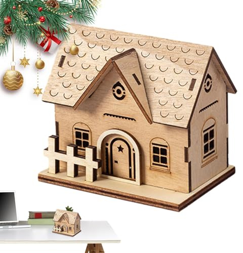 Quorvex Casas de Pueblo Navideñas | Aldea Navideña de Madera con Luces Decorativas | Decoración de Invierno para Estantería, Escaparate y Hogar,Escaparate Estantes Apartamento Ventana
