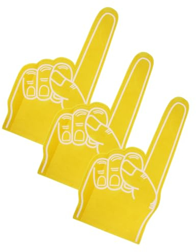 MAGICLULU 3 Stück 3 teiliges Schaumstoff Fingerhandschuh Set für Cheerleading Leichte Eva Handschuhe in Gelb Party Sportzubehör für Fußball Basketballspiele Anfeuerung und Zusammenhalt
