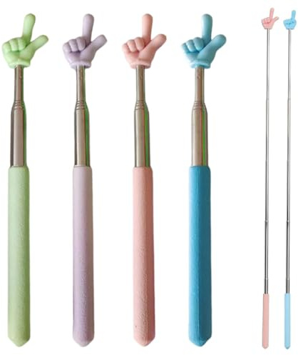 MKEAWWU Zeigestab Finger Teleskop Zeiger 4 Stück Rosa Blau Grün Lila 20-68Cm Klassenzimmer Grundschule Kindergarten