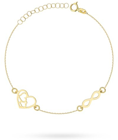 MARKO Armband Damen 333 Gold Herz & Unendlichkeit - Echtgold Armband 8 Karat - Goldarmband Damen filigran - Symbol für Liebe & Ewigkeit - Verstellbar 18-21 cm