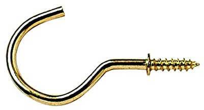 Merriway BH03806 (100 Pcs) Electro Brass Plated Shouldered Cup Hooks, 15 mm - Pack of 100 Pieces