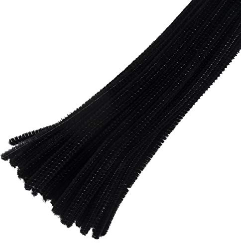 Trimits Craft Synthetic Chenille Stem Pipe Cleaners, 30cm x 6mm, Black