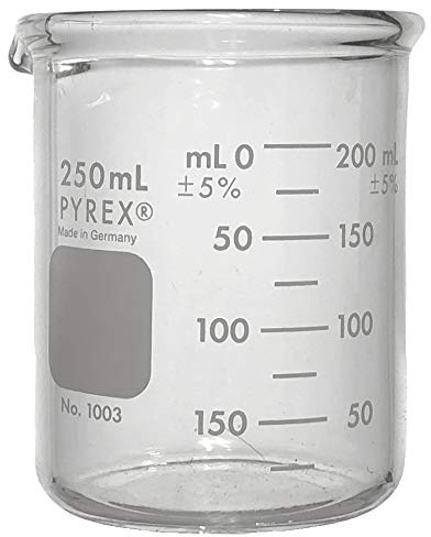 Pyrex 1003-250CN Heavy Duty Griffin 1003 250mL Beaker Double Scale Grad, Glass