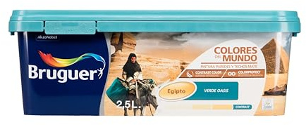 Bruguer Colores del Mundo Pintura para paredes monocapa Egipto Verde Oasis 2,5 L