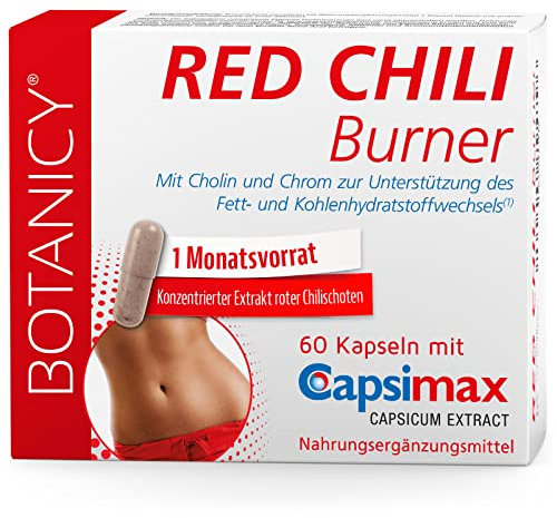 BOTANICY Red Chili Burner - Markenrohstoff Capsimax® aus roter Chili - Fördert Fettverbrennung, reguliert Appetit - Hormonfrei, vegan - 60 Capsaicin Kapseln