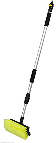 IDROSPAZZOLA SPAZZOLONE LAVAGGIO PULIZIA E CURA CAMPER CAMION AUTO SUV. TELESCOPICO, ANTIGRAFFI ASTA CON TUBO AD INNESTO RAPIDO MANICO1.20 ALLUNGHABILE 1.80 SPAZZOLA 27X15 CM (COMPLETO)