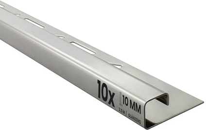 10x Quadrat-Profil Edelstahlschiene Fliesenprofil Fliesenschiene Edelstahl V2A L250cm 10mm glänzend