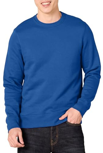 Amazon Essentials Felpa girocollo in pile (disponibile nelle taglie Big & Tall) Uomo, Blu Puntinato, XS