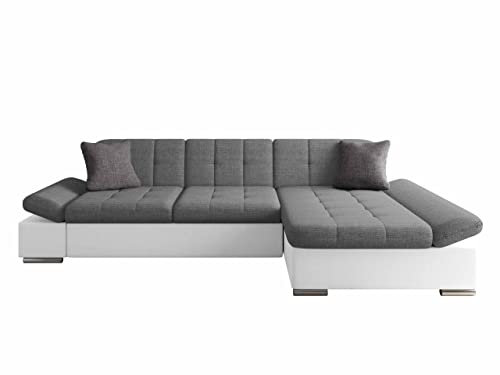 Mirjan24 Ecksofa Malwi mit Regulierbare Armlehnen Design Eckcouch mit Schlaffunktion Bettkasten L-Form Sofa vom Hersteller Couch Wohnlandschaft (Soft 017 + Lux 05 + Lux 06, Ecksofa: Rechts)