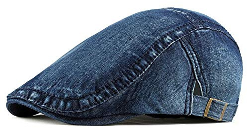 CHENNUO Herren Schiebermütze Denim Barett Driving Cabbie Jagd Flatcap Schirmmütze Kappe Unisex Vintage