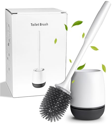MEKEET Spazzolone WC, Scopino e supporto per toilette, Scopino per WC con Set Di Supporti Ad Asciugatura Rapida, set di spazzole per WC in silicone morbido Montaggio Parete/in Piedi Adatto per i bagni