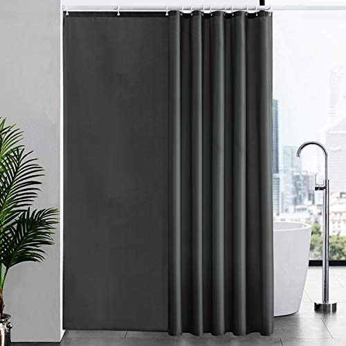 Furlinic Duschvorhang Dunkelgrau Schwer Textil Stoff Wasserdicht 200x240cm | Für Badewanne Antischimmel Waschbar Extra Lang Vintage Hochwertig Mit Gewicht Unten mit 12 Duschvorhangringen.