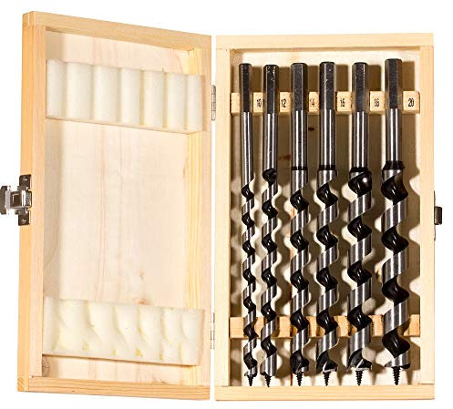 fischer Schlangenbohrer Set, 10 - 20 mm Durchmesser, Aufsätze für Bohrmaschinen, Bohrerset mit verschiedenen Größen, Werkzeug zum Bohren tiefer Löcher in Weich- & Hart-Holz, 6er Pack